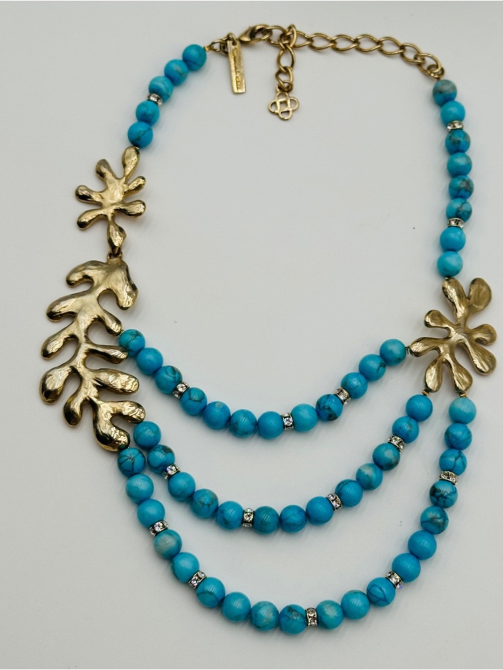Oscar de la Renta Natural Turquoise statement necklace circa early 2000's - Picture 2 of 9